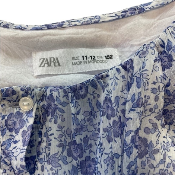 Zara girls blue and white button front blouse. Sheer but lined and so light. - Picture 3 of 3